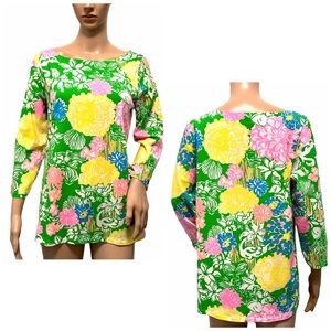LILLY PULITZER JULINE TOP FLORAL STROLL 3/4 SLEEVE